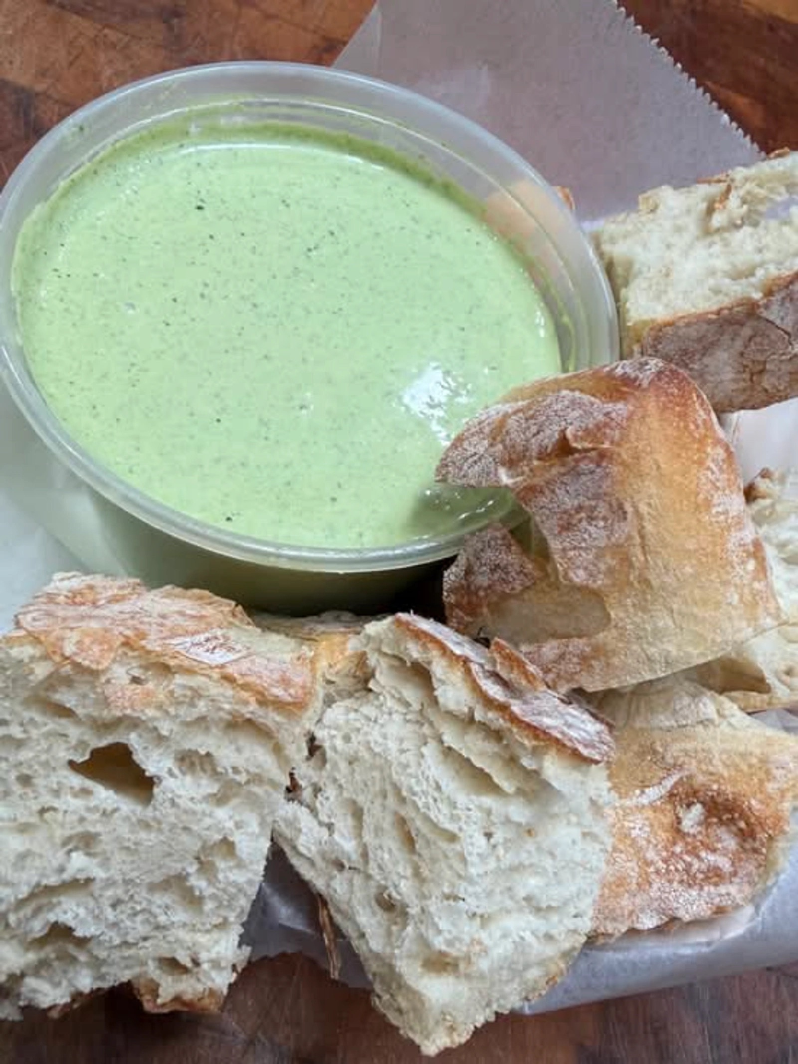 Our famous spinach dip with fresh-cut bread