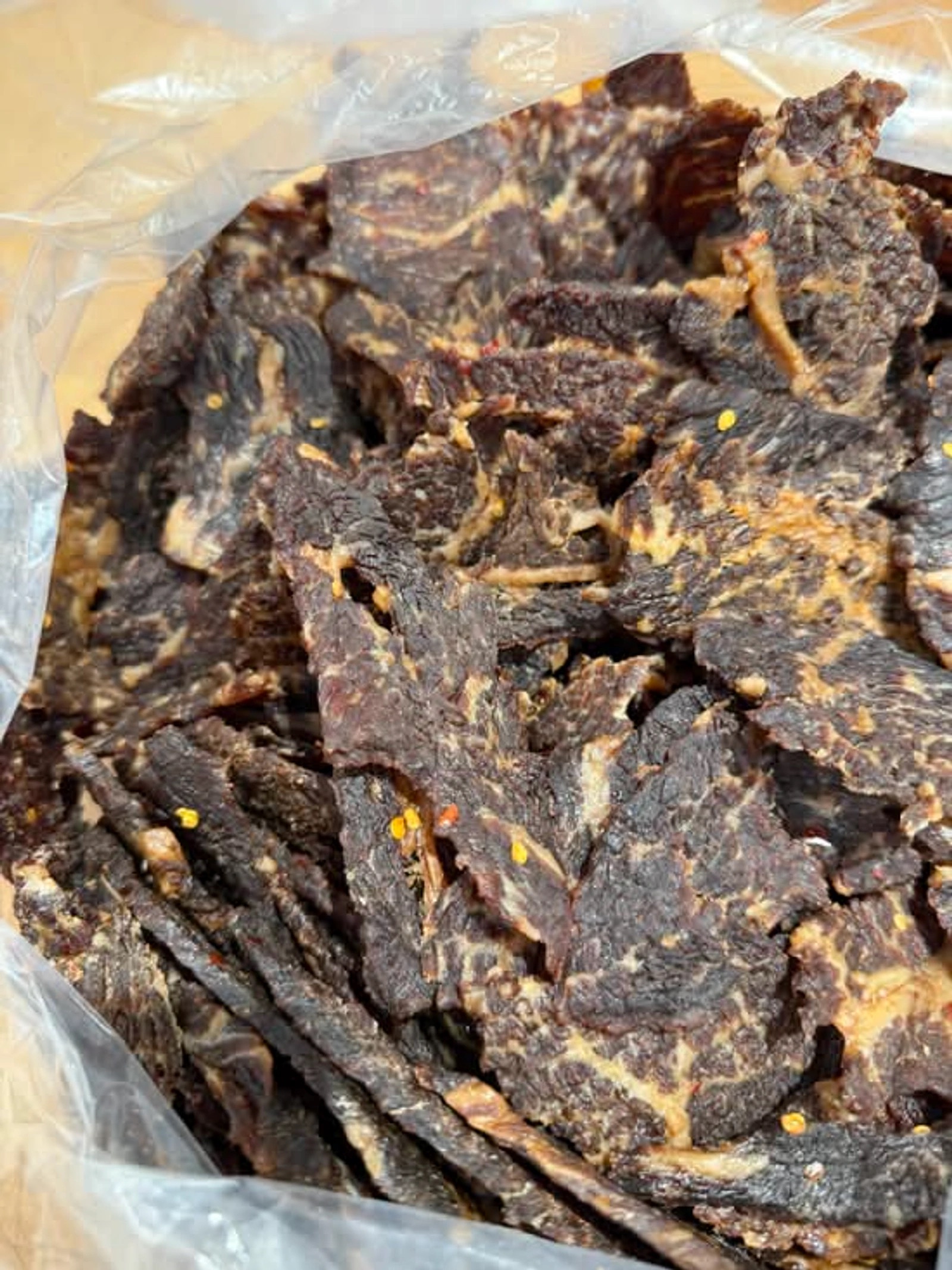 Thick-cut homemade beef jerky